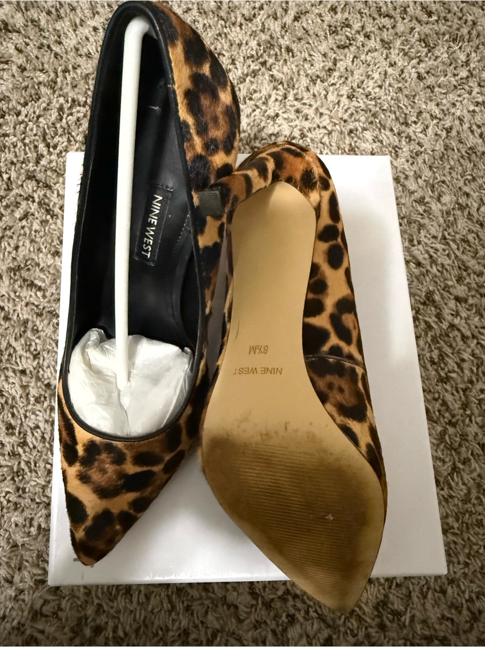 Nine West Leopard Print Pointed Pumps - Brown/Black - Picture 3 of 7